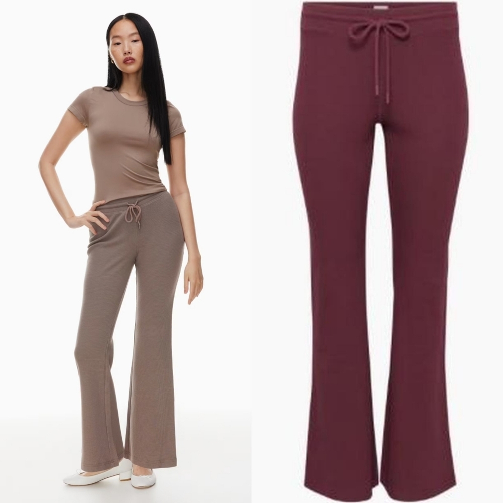 Aritzia Sunday Best Baby Waffle Pants Flare Burgundy Size XS